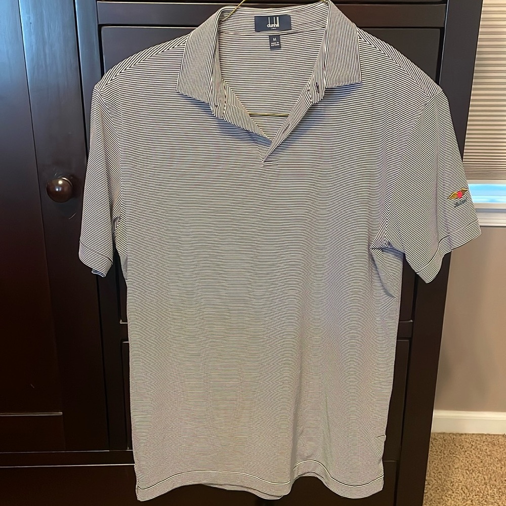 Dunhill Men's Thin Striped Polo in White and Black